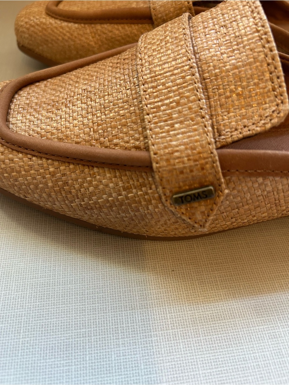 TOMS Tan Raffia Slip-On Mules - Picture 4 of 8